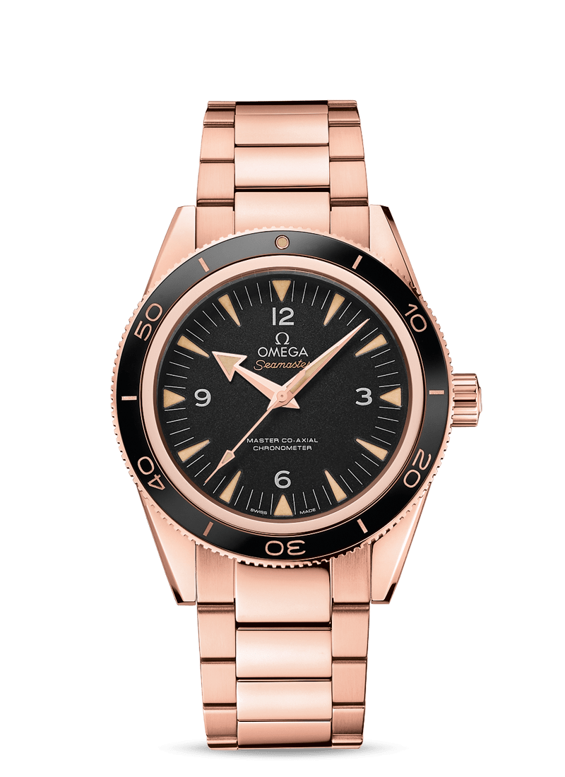 Omega 233.60.41.21.01.001 : Seamaster 300 Master Co-Axial Sedna Gold / Black / Bracelet