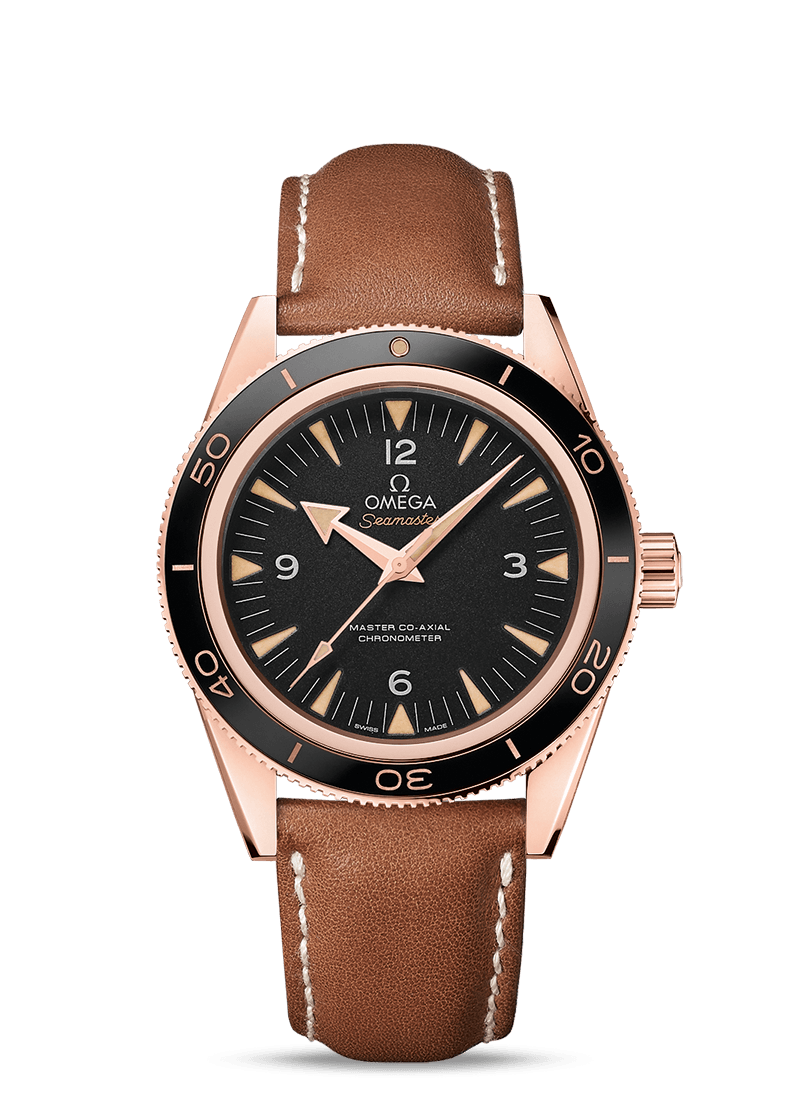 Omega 233.62.41.21.01.002 : Seamaster 300 Master Co-Axial Sedna Gold / Black / Strap