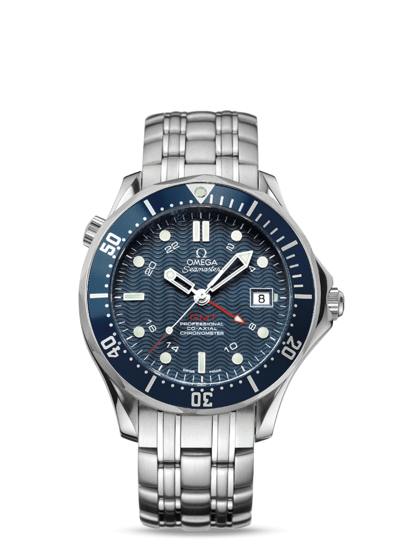 Omega 2535.80.00 : Seamaster Diver 300M Co-Axial 41 GMT Stainless Steel / Blue / Bracelet