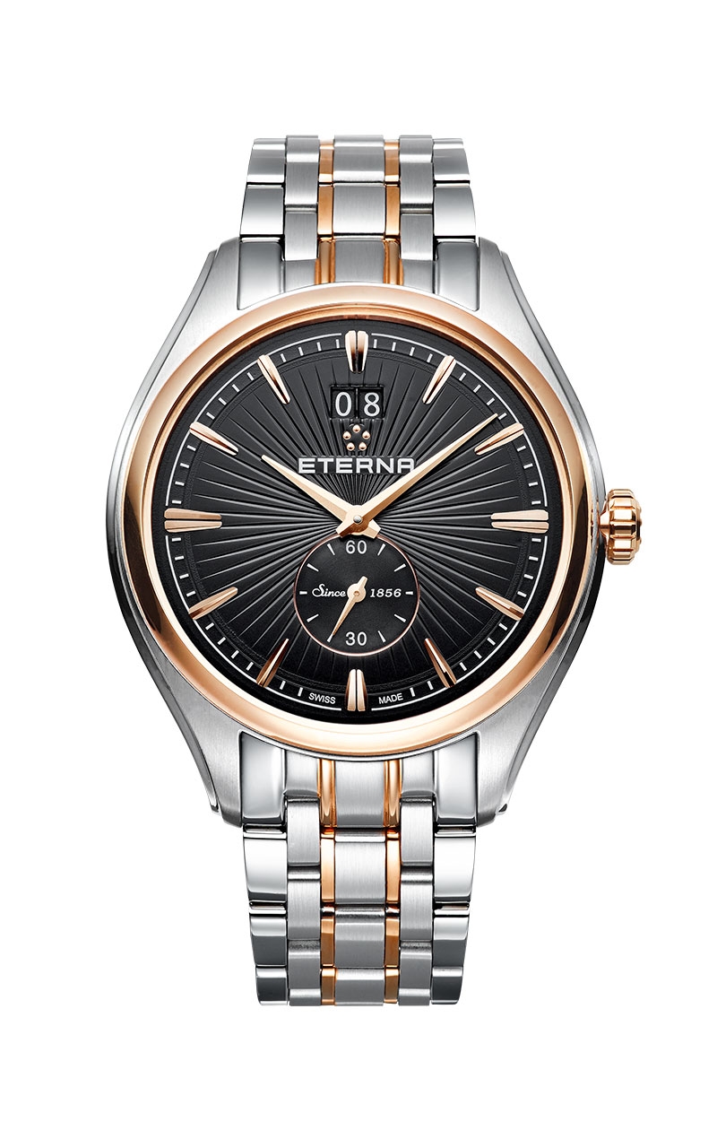 Eterna 2545.53.41.1714 : Avant-Garde Quartz Big Date Two Tone / Black / Bracelet