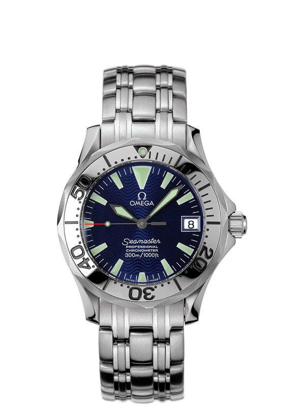 Omega 2554.80.00 : Seamaster Diver 300M Automatic 36.25 Stainless Steel / Electric Blue / Bracelet