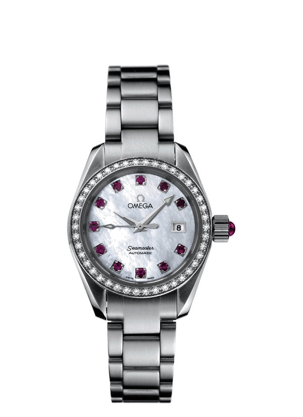 Omega 2565.78.00 : Seamaster Aqua Terra 150M Automatic 29.2 Stainless Steel / Diamond / MOP - Ruby / Bracelet