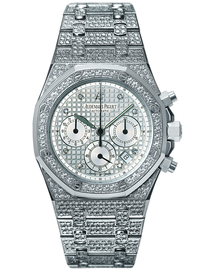 Audemars Piguet 25967BC.ZZ.1185BC.01 : Royal Oak Chronograph 39 White Gold / Diamond / Silver