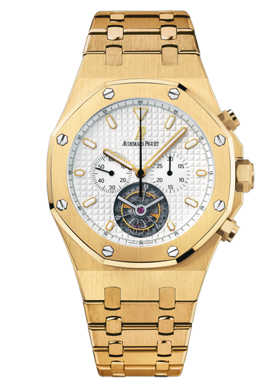 Audemars Piguet 25977BA.OO.1205BA.02 : Royal Oak Tourbillon Chronograph Yellow Gold / Silver