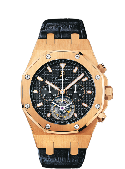 Audemars Piguet 25977OR.OO.D002CR.01 : Royal Oak Tourbillon Chronograph Pink Gold / Black / Strap