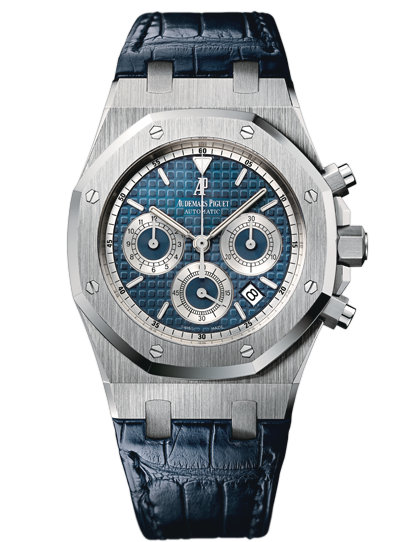 Audemars Piguet 26022BC.OO.D028CR.01 : Royal Oak 26022 Chronograph White Gold / Blue / Strap