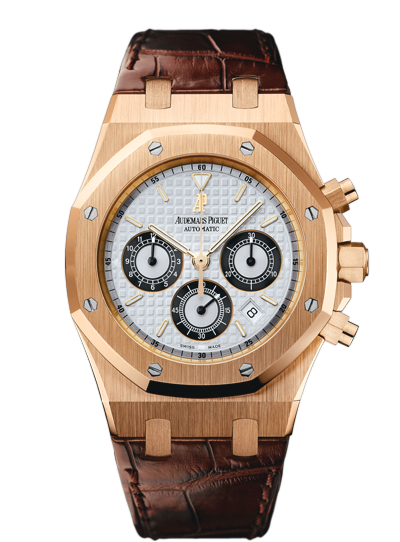 Audemars Piguet 26022OR.OO.D098CR.01 : Royal Oak 26022 Chronograph Pink Gold / Silver / Strap