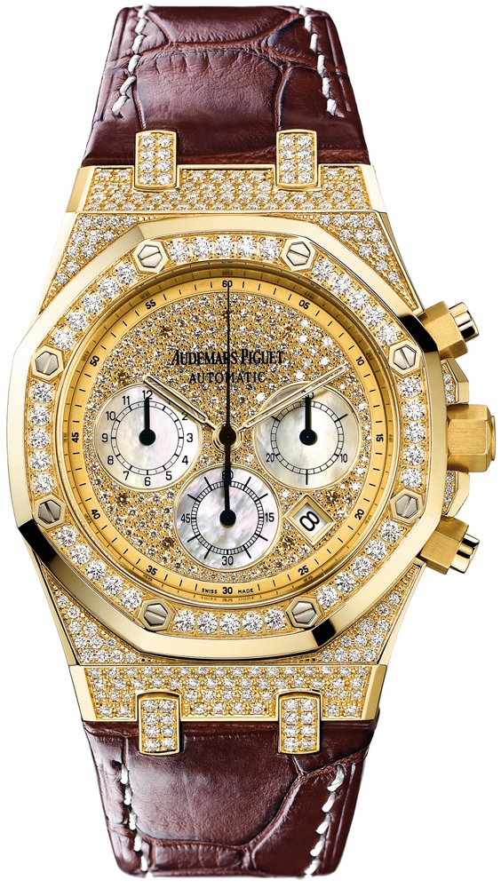 Audemars Piguet 26068BA.ZZ.D088CR.01 : Royal Oak Chronograph 39 Yellow Gold / Diamond / Strap