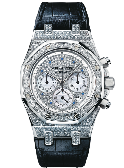 Audemars Piguet 26068BC.ZZ.D002CR.01 : Royal Oak Chronograph 39 White Gold / Diamond / Strap