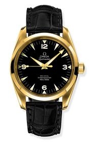 Omega 2608.52.31 : Seamaster Aqua Terra 150M Co-Axial 39.2 Railmaster Yellow Gold / Brown Alligator / China Train