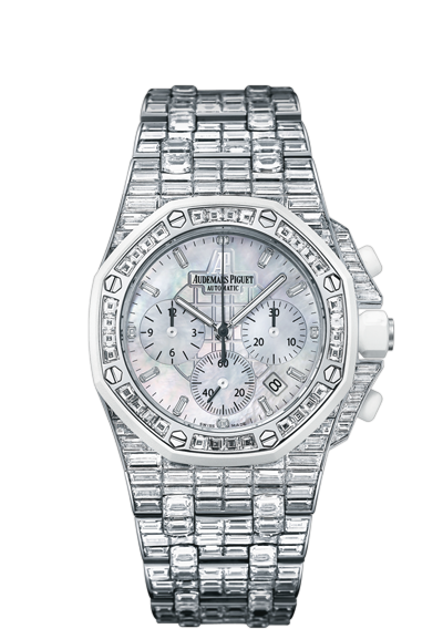 Audemars Piguet 26114CK.ZZ.9181BC.01 : Royal Oak OffShore 26114 Chronograph White Gold / Baguette / MOP