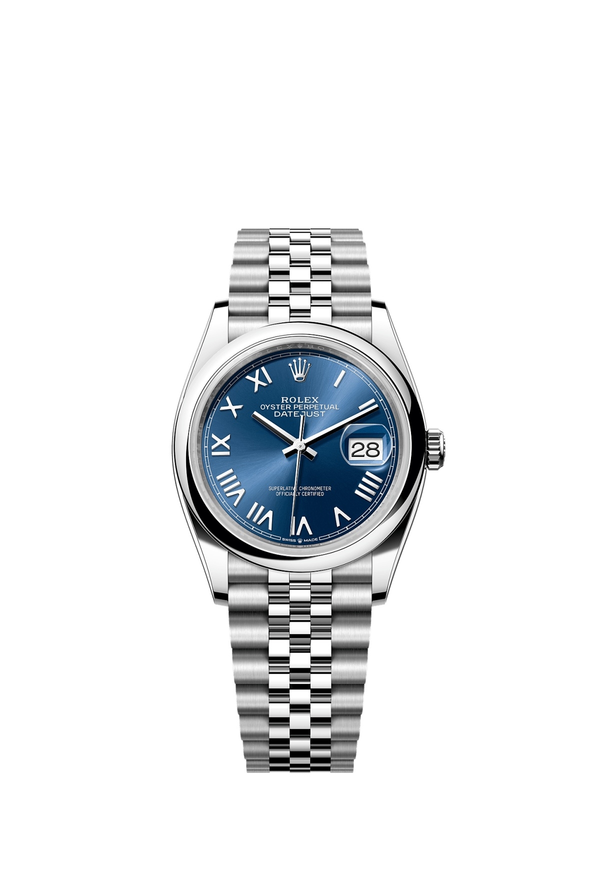 Rolex 26200-0029 : Datejust 36 Stainless Steel - Domed / Blue Roman / Jubilee
