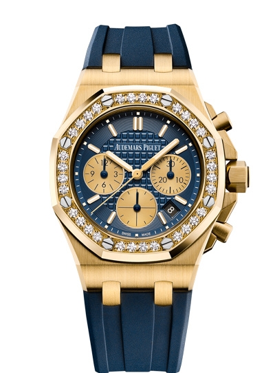 Audemars Piguet 26231BA.ZZ.D027CA.01 : Royal Oak OffShore 26231 Lady Chronograph Yellow Gold / Blue / Diamond