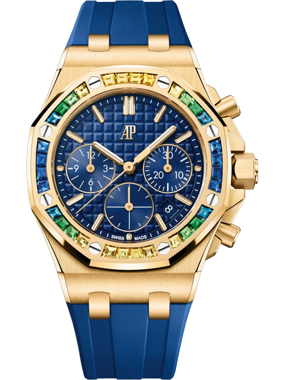 Audemars Piguet 26236BA.YY.D346CA.01 : Royal Oak OffShore 26231 Lady Chronograph Yellow Gold - Rainbow / Blue