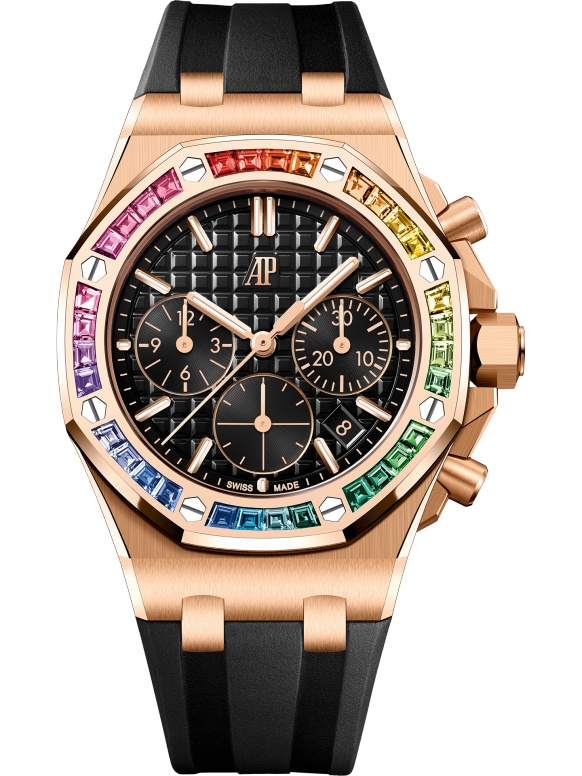 Audemars Piguet 26236OR.YY.D002CA.01 : Royal Oak OffShore 26231 Lady Chronograph Pink  Gold - Rainbow / Black
