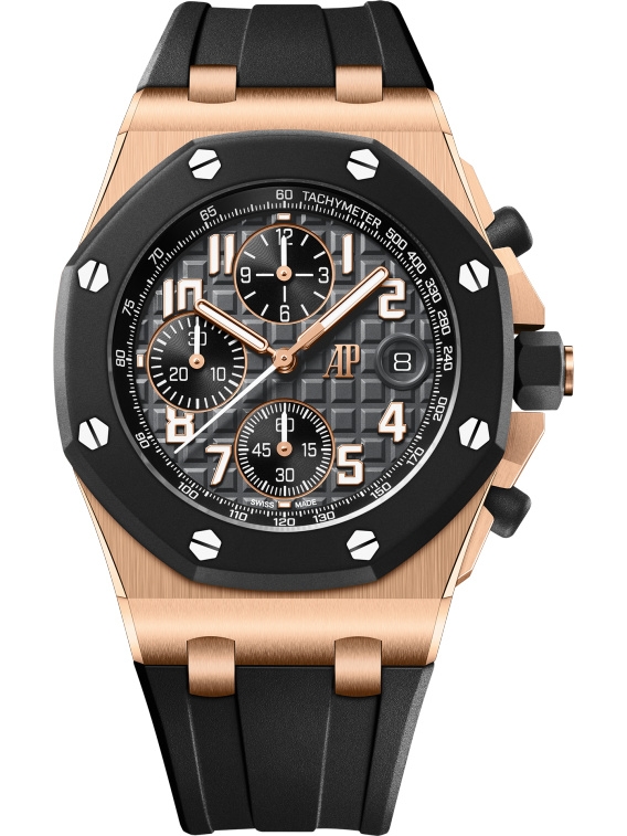 Audemars Piguet 26238OK.OO.A002CA.01 : Royal Oak Offshore Pink Gold - Rubberclad / Black / Bracelet