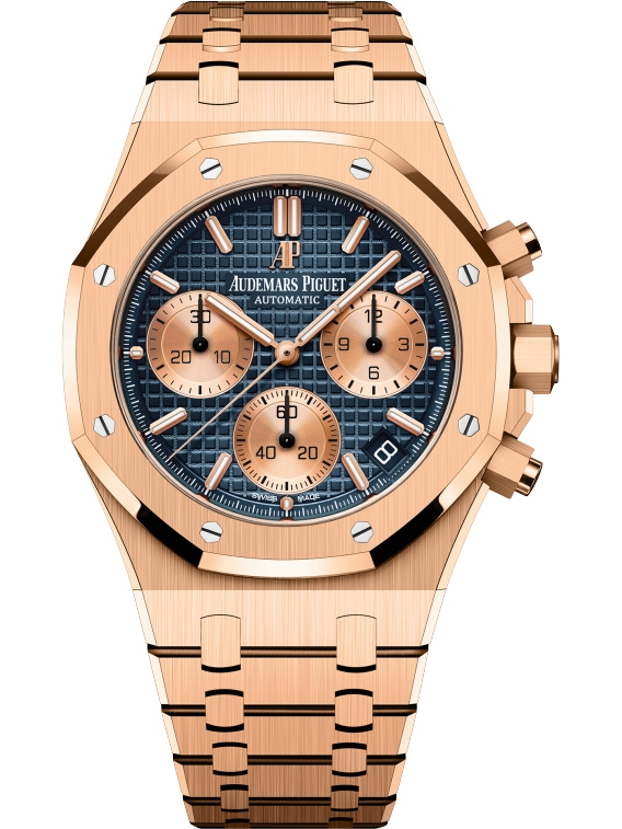 Audemars Piguet 26239OR.OO.1220OR.01 : Royal Oak Chronograph 41 Pink Gold / Blue / Bracelet