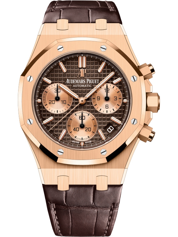 Audemars Piguet 26239OR.OO.D812CR.01 : Royal Oak Chronograph 41 Pink Gold / Brown / Alligator