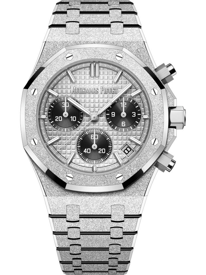 Audemars Piguet 26240BC.GG.1324BC.01 : Royal Oak Chronograph 41 Frosted White Gold / Grey / Japan