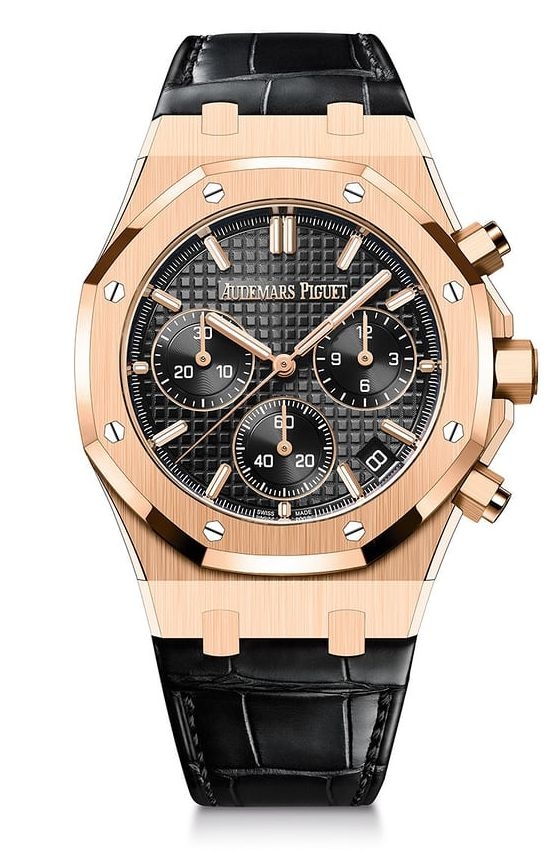 Audemars Piguet 26240OR.OO.D002CR.01 : Royal Oak Chronograph 41 Pink Gold / Black / Strap / 50th Anniversary