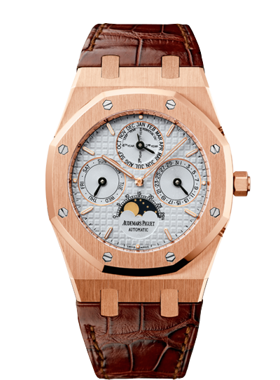 Audemars Piguet 26252OR.OO.D092CR.02 : Royal Oak Perpetual Calendar Pink Gold / Silver / Strap