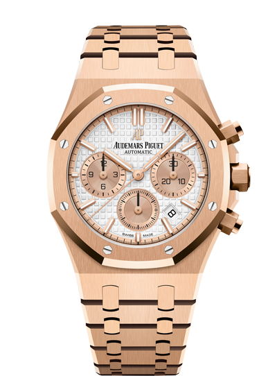 Audemars Piguet 26315OR.OO.1256OR.01 : Royal Oak Chronograph 38 Pink Gold / Silver