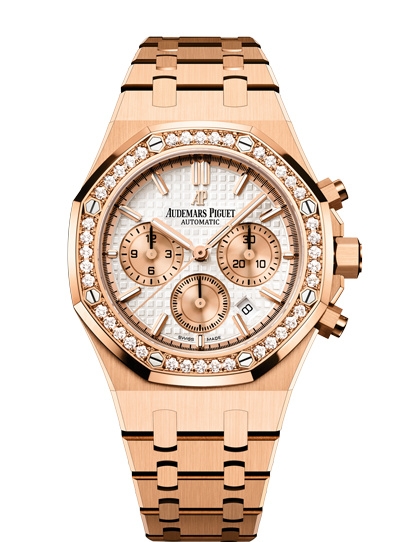 Audemars Piguet 26315OR.ZZ.1256OR.01 : Royal Oak Chronograph 38 Pink Gold / Diamond / Silver