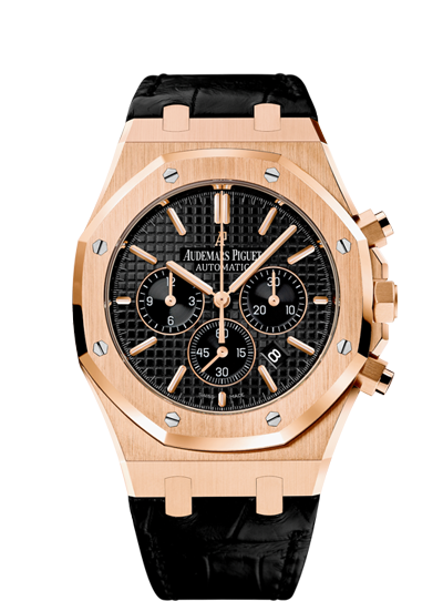 Audemars Piguet 26320OR.OO.D002CR.01 : Royal Oak Chronograph 41 Pink Gold / Black / Strap