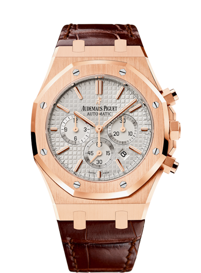 Audemars Piguet 26320OR.OO.D088CR.01 : Royal Oak Chronograph 41 Pink Gold / Silver / Strap