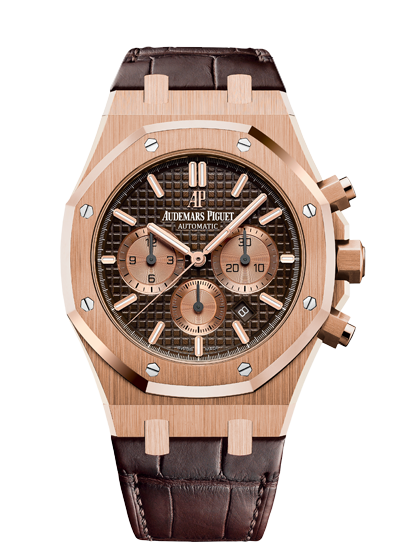 Audemars Piguet 26331OR.OO.D821CR.01 : Royal Oak Chronograph 41 Pink Gold / Brown / Alligator
