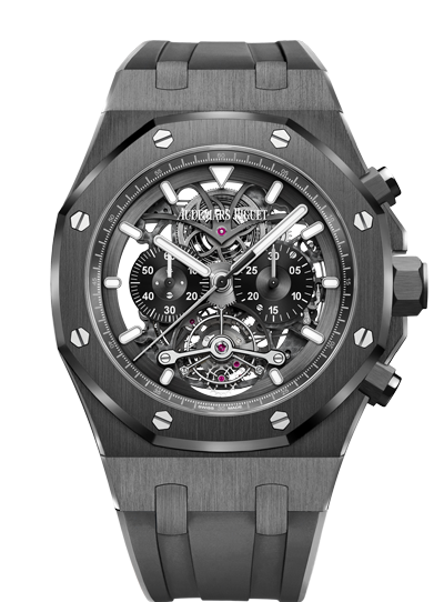 Audemars Piguet 26343CE.OO.D002CA.01 : Royal Oak 26343 Tourbillon Chronograph Openworked Ceramic / Rubber