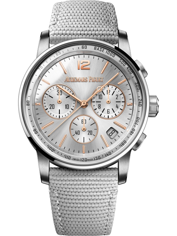 Audemars Piguet 26393CR.OO.A008KB.01 : CODE 11.59 Chronograph Selfwinding White Gold / Rose Gold / Silver / Fabric