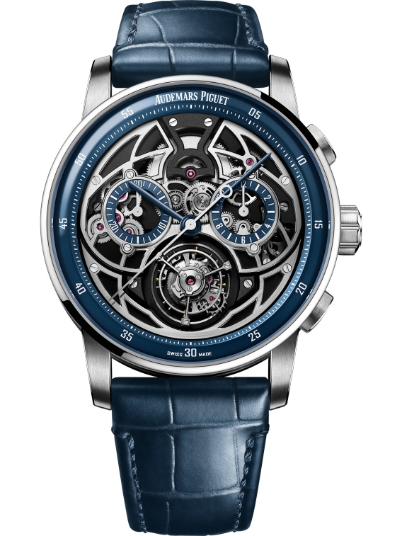 Audemars Piguet 26399BC.OO.D321CR.01 : CODE 11.59 Selfwinding Flying Tourbillon Chronograph White Gold / Blue
