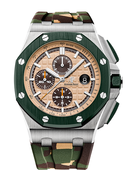 Audemars Piguet 26400SO.OO.A054CA.01 : Royal Oak Offshore 44 Stainless Steel / Ceramic / Beige / Rubber