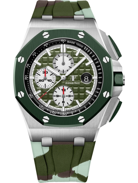 Audemars Piguet 26400SO.OO.A055CA.01 : Royal Oak Offshore 44 Stainless Steel / Ceramic / Khaki / Rubber
