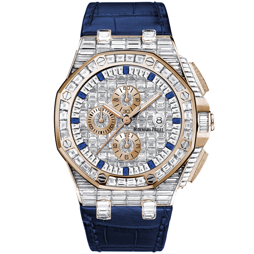 Audemars Piguet 26403OR.ZZ.D322CR.01 : Royal Oak Offshore Pink Gold - Baguette / Sapphire