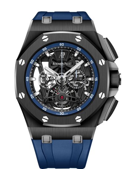 Audemars Piguet 26407CE.OO.A030CA.01 : Royal Oak Offshore Tourbillon Chronograph Openworked Ceramic / Rubber