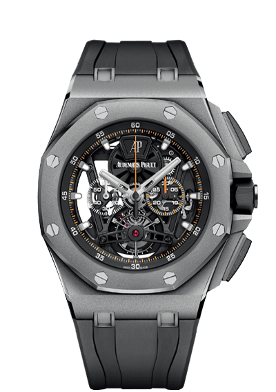 Audemars Piguet 26407TI.GG.A002CA.01 : Royal Oak Offshore Tourbillon Chronograph Openworked Titanium / Rubber
