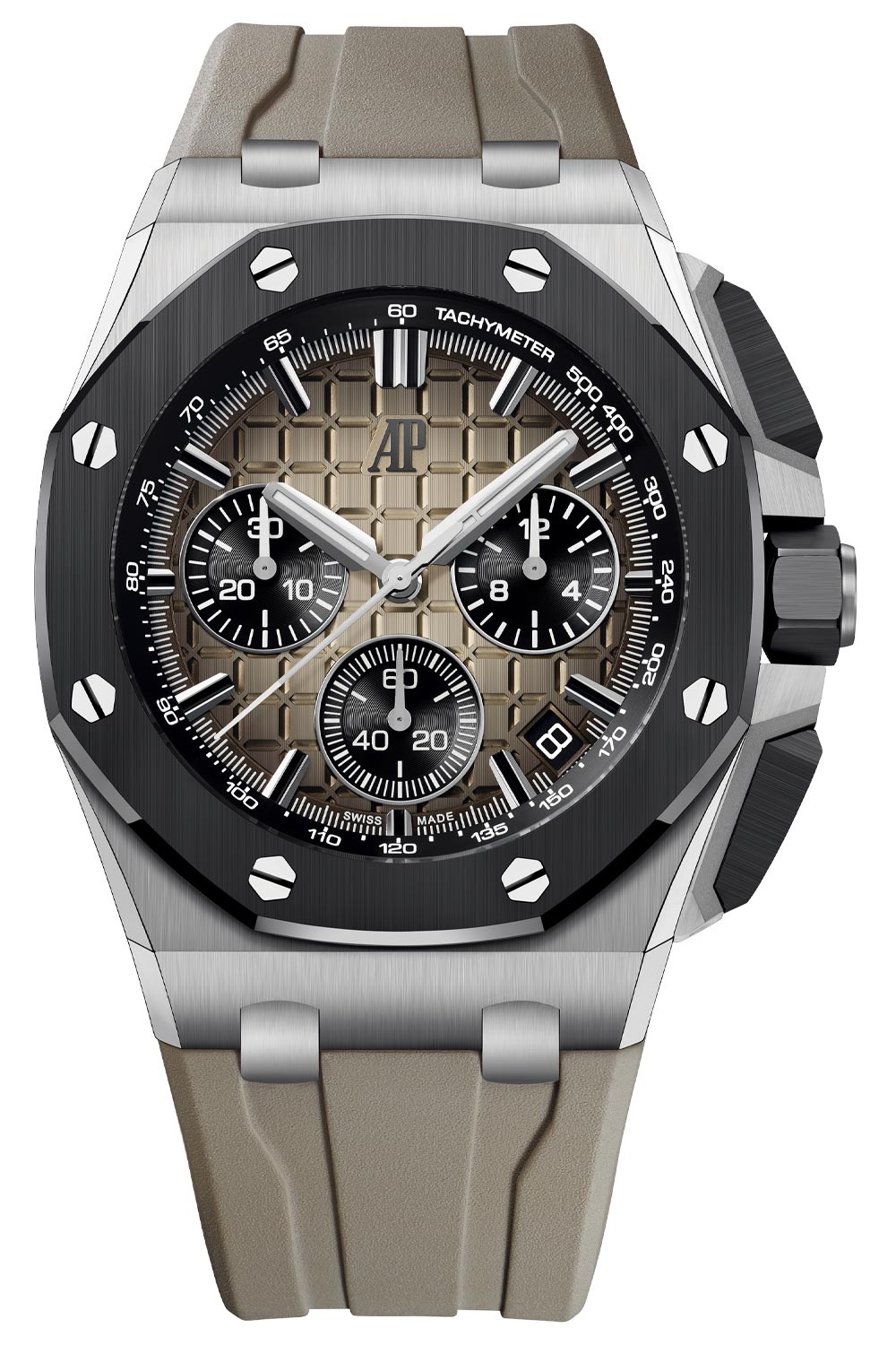 Audemars Piguet 26420SO.OO.A600CA.01 : Royal Oak Offshore 43 Stainless Steel / Ceramic / Taupe