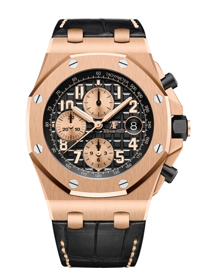 Audemars Piguet 26470OR.OO.A002CR.02 : Royal Oak Offshore 26470 Pink Gold / Black / Alligator