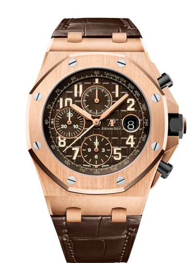 Audemars Piguet 26470OR.OO.A099CR.01 : Royal Oak Offshore 42 Pink Gold / Brown / Alligator