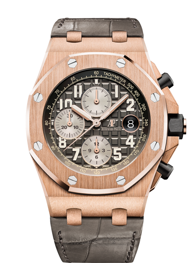 Audemars Piguet 26470OR.OO.A125CR.01 : Royal Oak Offshore 42 Pink Gold / Grey / Alligator