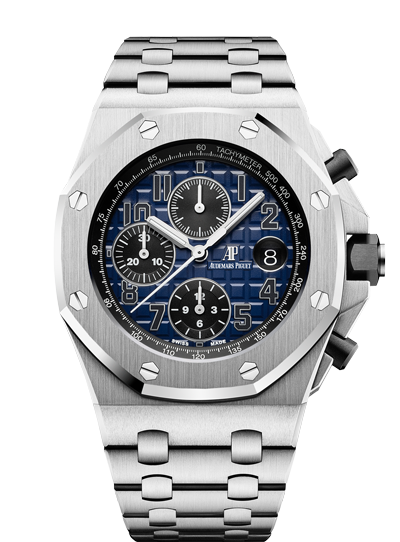 Audemars Piguet 26470PT.OO.1000PT.02 : Royal Oak Offshore 42 Platinum / Smoked Blue / Bracelet