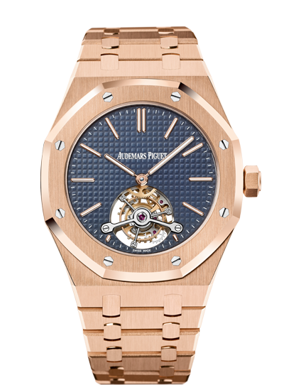 Audemars Piguet 26510OR.OO.1220OR.01 : Royal Oak Ultra Thin Tourbillon Pink Gold / Blue