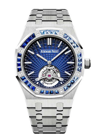 Audemars Piguet 26521PT.YY.1220PT.01 : Royal Oak Ultra Thin Tourbillon Platinum / Smoked Blue Evolutive / Sapphire