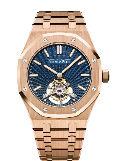 Audemars Piguet 26522OR.OO.1220OR.01 : Royal Oak Ultra Thin Tourbillon Pink Gold / Blue Evolutive