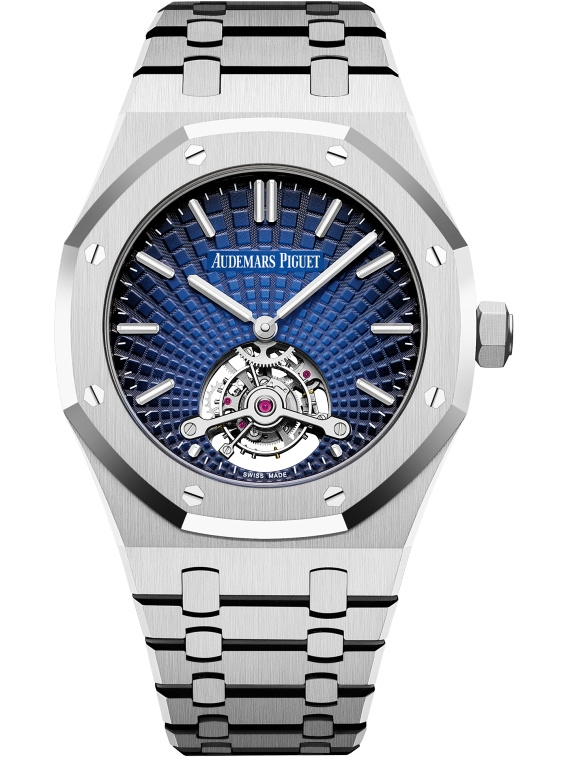 Audemars Piguet 26522PT.OO.1220PT.01 : Royal Oak Ultra Thin Tourbillon Platinum / Smoked Blue Evolutive