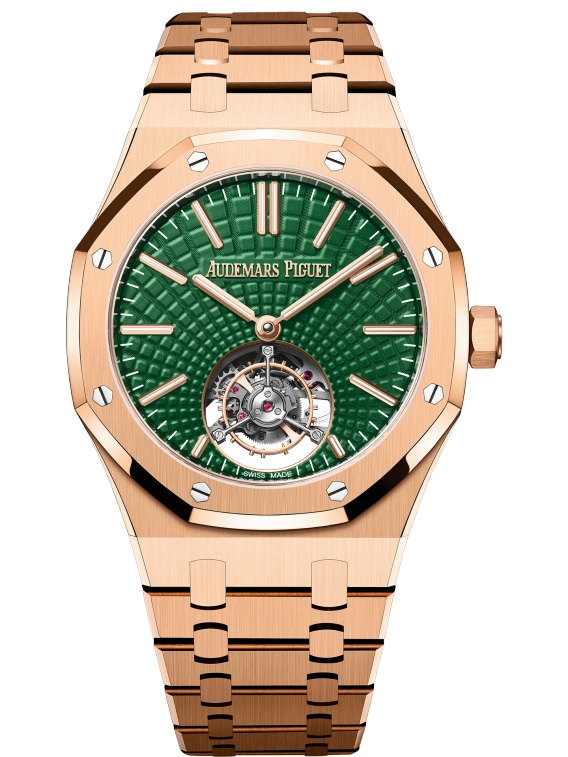 Audemars Piguet 26533OR.OO.1220OR.01 : Royal Oak Self-Winding Flying Tourbillon Pink Gold / Green