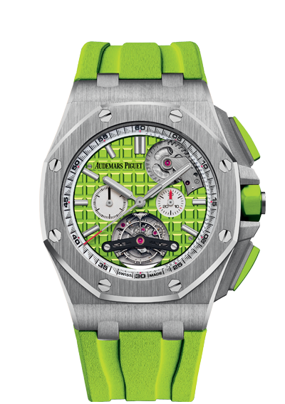 Audemars Piguet 26540ST.OO.A038CA.01 : Royal Oak Offshore Tourbillon Chronograph Selfwinding Stainless Steel / Green
