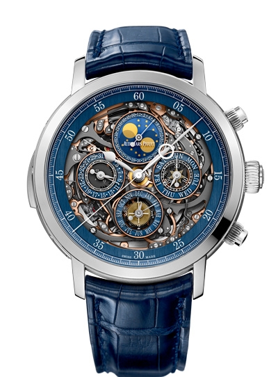 Audemars Piguet 26554PT.OO.D028CR.01 : Jules Audemars Grande Complication Openworked Platinum / Blue